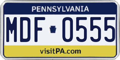 PA license plate MDF0555