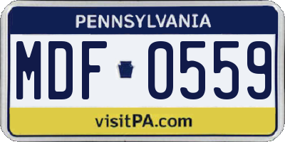 PA license plate MDF0559