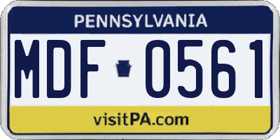 PA license plate MDF0561