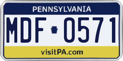 PA license plate MDF0571
