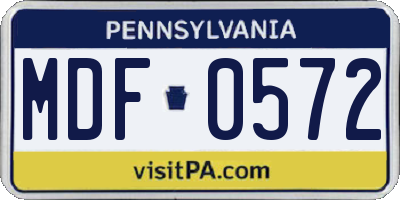 PA license plate MDF0572