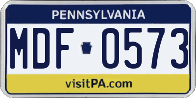 PA license plate MDF0573