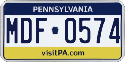 PA license plate MDF0574
