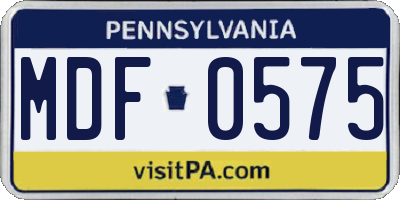 PA license plate MDF0575