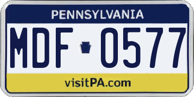 PA license plate MDF0577