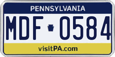 PA license plate MDF0584
