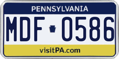 PA license plate MDF0586