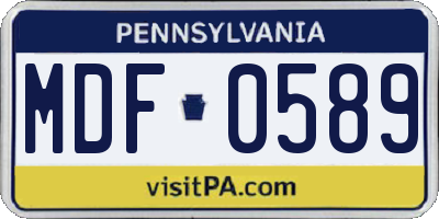 PA license plate MDF0589