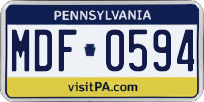 PA license plate MDF0594