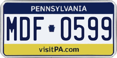 PA license plate MDF0599
