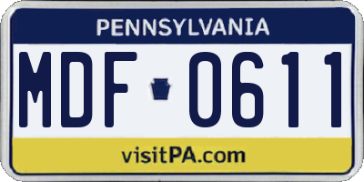 PA license plate MDF0611