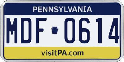 PA license plate MDF0614