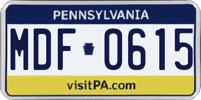 PA license plate MDF0615