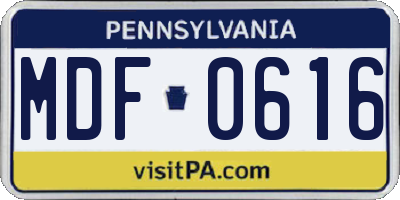 PA license plate MDF0616