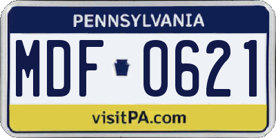 PA license plate MDF0621
