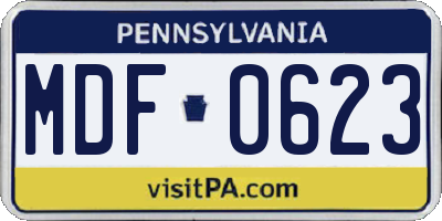 PA license plate MDF0623