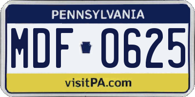 PA license plate MDF0625