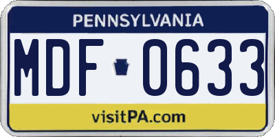 PA license plate MDF0633