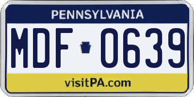 PA license plate MDF0639