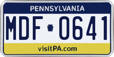 PA license plate MDF0641