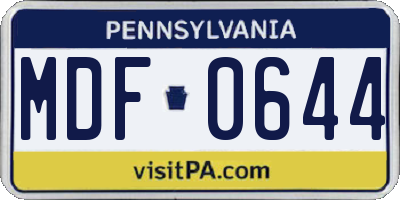 PA license plate MDF0644