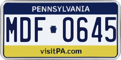 PA license plate MDF0645