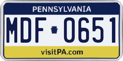 PA license plate MDF0651