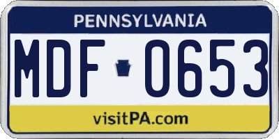 PA license plate MDF0653