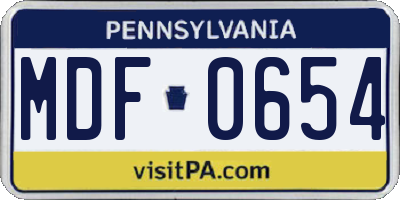 PA license plate MDF0654