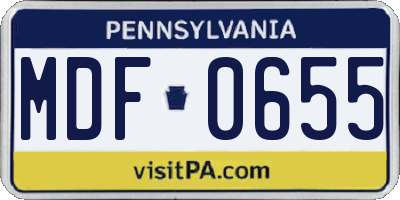 PA license plate MDF0655