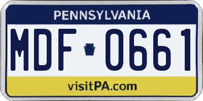 PA license plate MDF0661