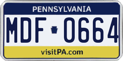 PA license plate MDF0664