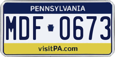 PA license plate MDF0673