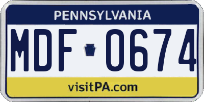 PA license plate MDF0674