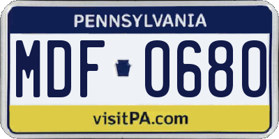 PA license plate MDF0680