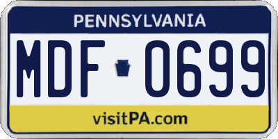 PA license plate MDF0699