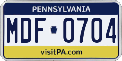 PA license plate MDF0704