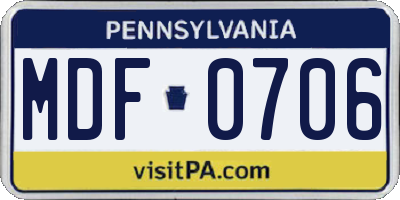 PA license plate MDF0706