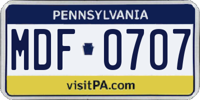 PA license plate MDF0707