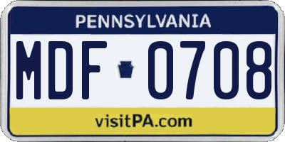 PA license plate MDF0708
