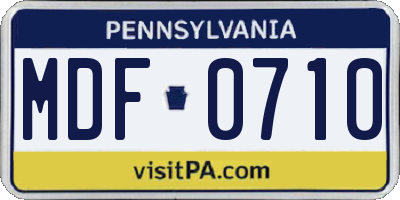 PA license plate MDF0710