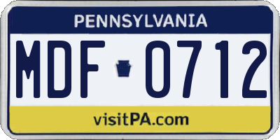 PA license plate MDF0712