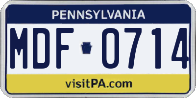 PA license plate MDF0714