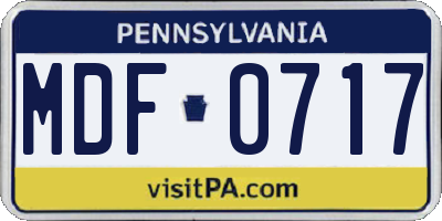 PA license plate MDF0717