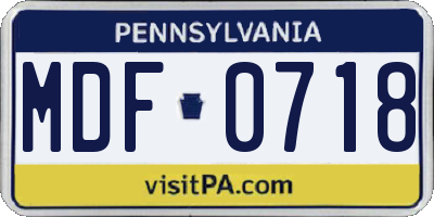 PA license plate MDF0718