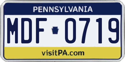 PA license plate MDF0719