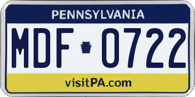 PA license plate MDF0722
