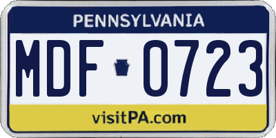 PA license plate MDF0723
