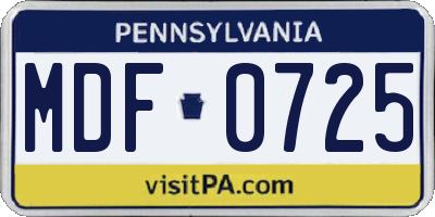 PA license plate MDF0725