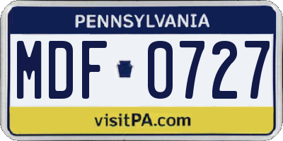 PA license plate MDF0727